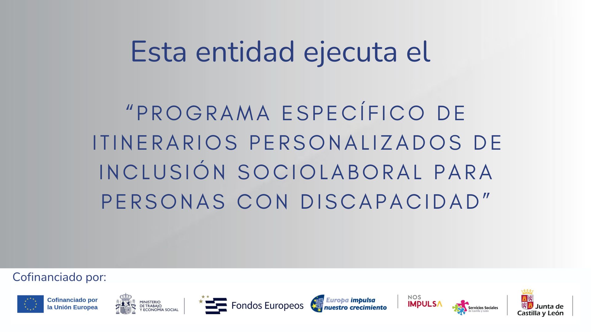 Programa de Itinerarios Personalizados de Inclusión Sociolaboral para Personas con Discapacidad (FSE+).