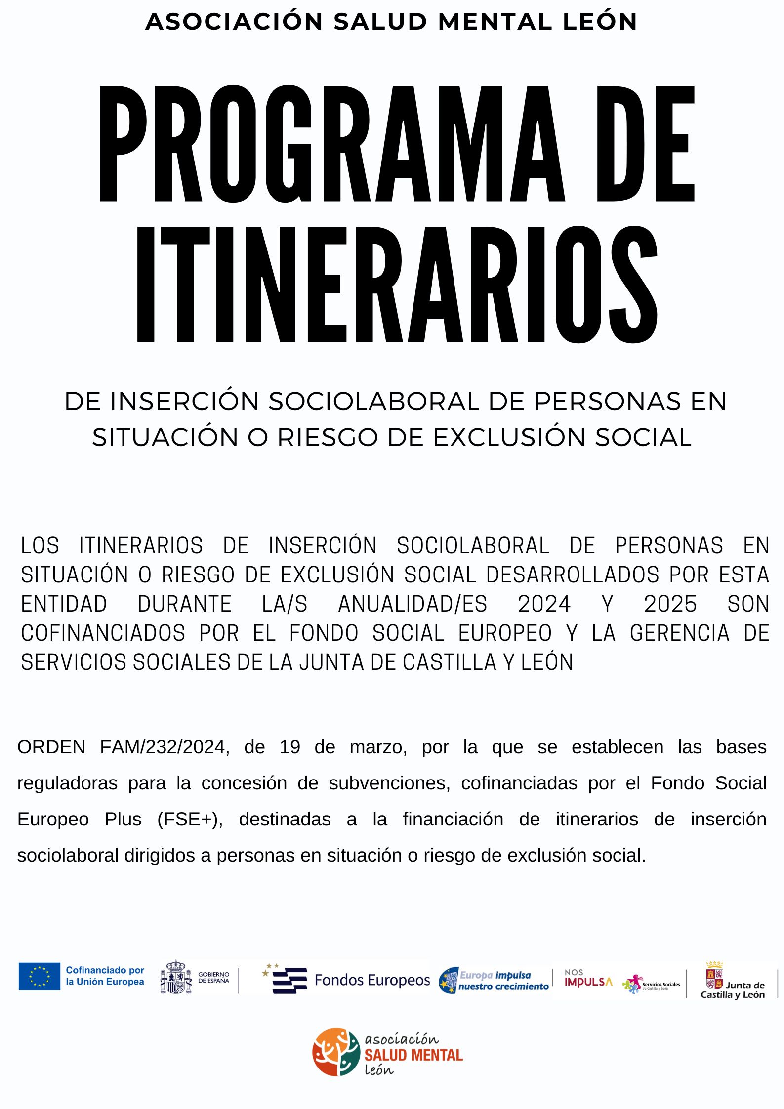 PROGRAMA DE INSERCIÓN SOCIOLABORAL DE PERSONAS EN SITUACIÓN O RIESGO DE EXCLUSIÓN SOCIAL LEÓN 2024 2025 PROGRAMA DE INSERCIÓN SOCIOLABORAL DE PERSONAS EN SITUACIÓN O RIESGO DE EXCLUSIÓN SOCIAL LEÓN 2024 2025
